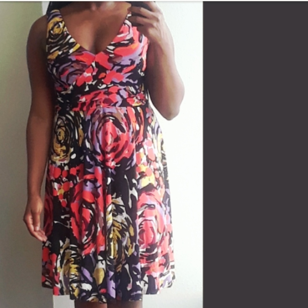 Nine West Floral Print A-Line dress